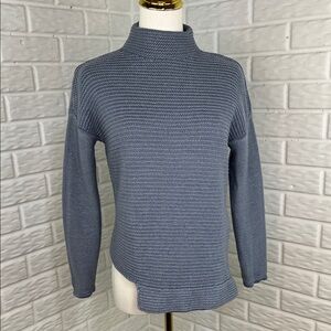 ELEVENTY 100% WOOL SWEATER MOCK NECK ASYMMETRICAL BLUE GRAY MADE IN ITALY SZ SM